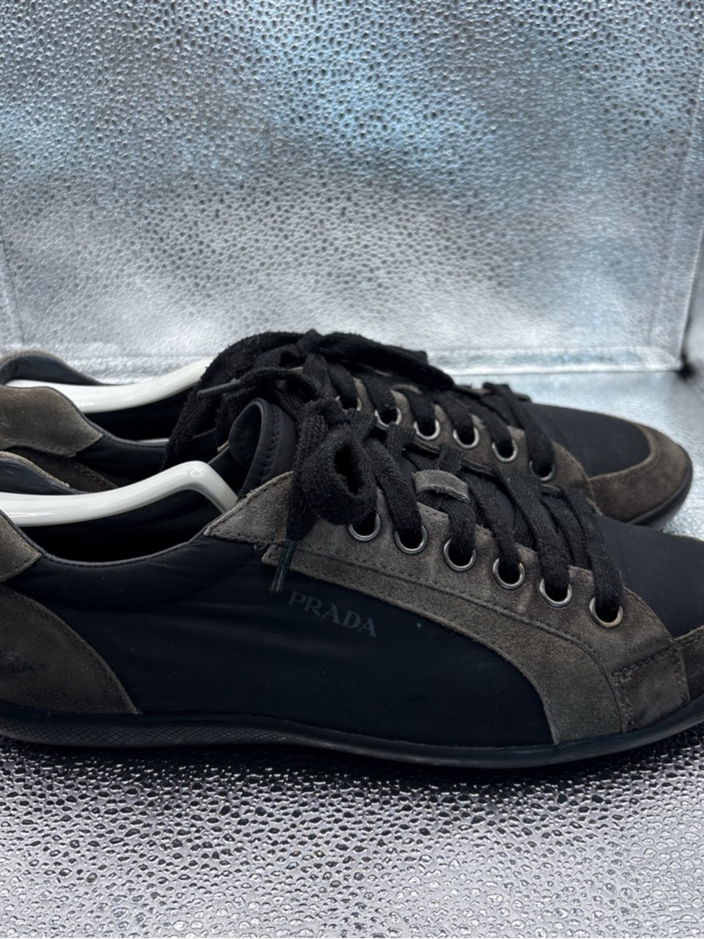 Prada Sport Men's Gray Suede Nylon Low-Top Sneakers 4E 1835 Prada size 8.5 US9.5 - Picture 2 of 16